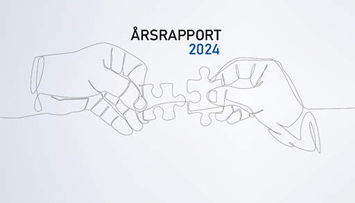 Illustrasjon av to hender med puslespillbiter og teksten "Årsrapport 2024"